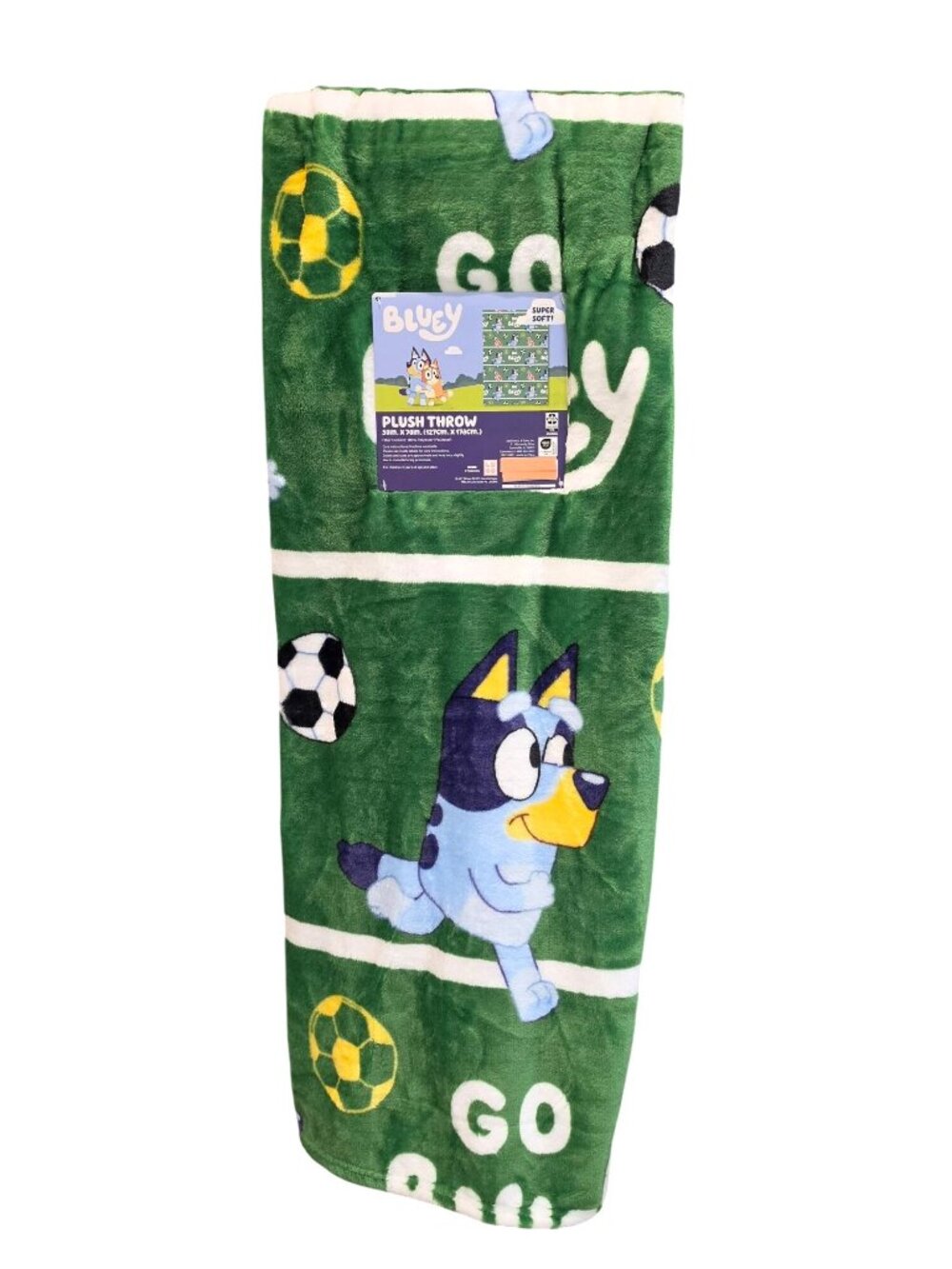 Go Bluey Soccer Plush Throw Blanket